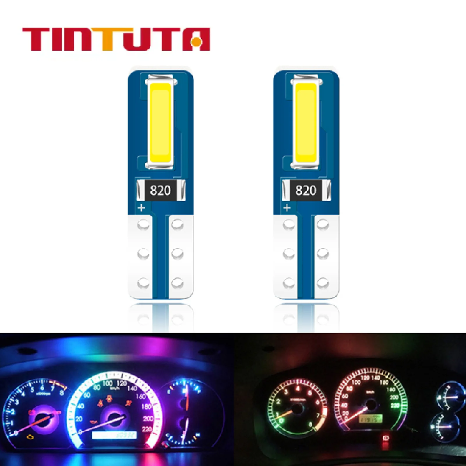 

10/20/100PCS T5 W3W LED Bulbs Car Interior Lights Dashboard Warning Indicator Wedge 12V Auto Instrument Lamp 74SMD 7020 Chip