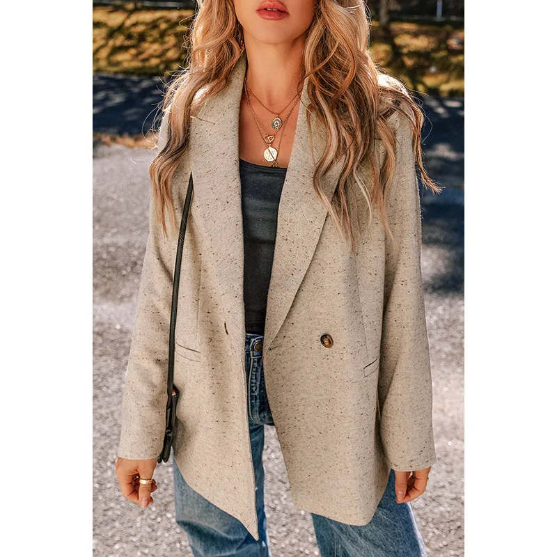 

Женский элегантный пиджак с длинными рукавами, универсальный свободный крой в европейском и американском стиле, зимний модный топ с заниженными плечами