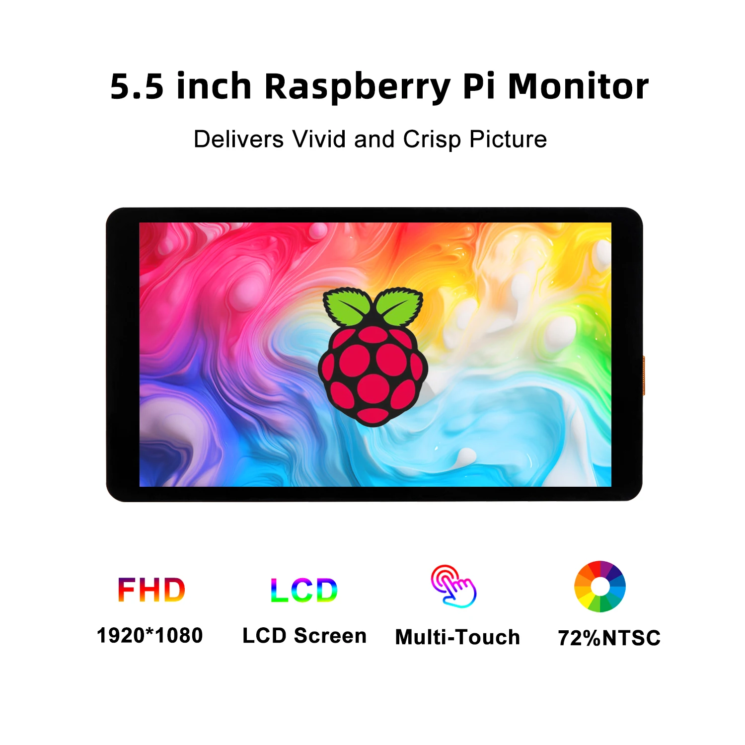 شاشة عرض أفقية محمولة تعمل باللمس LCD ، من من من من من من نوع x ، Raspberry Pi 5 ، 4b ، 3B ، صفر ، 3B + ، 3A Plus ، تدعم Android ،"