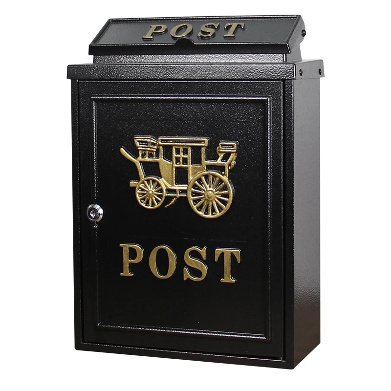 Victorian Style Locking Mailbox,Decorative Lock Mailbox Outdoor - Metal Wall-Mounted Mailbox - Vintage Cast Iron Locking Mailbox