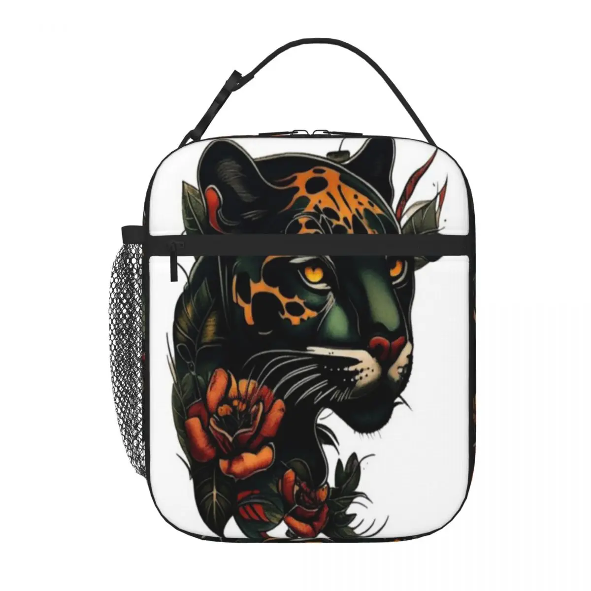 Bestselling Panther Drawing Tattoo Retro Insulated Food Bag Safari Lunch Nylon Lunch Bag