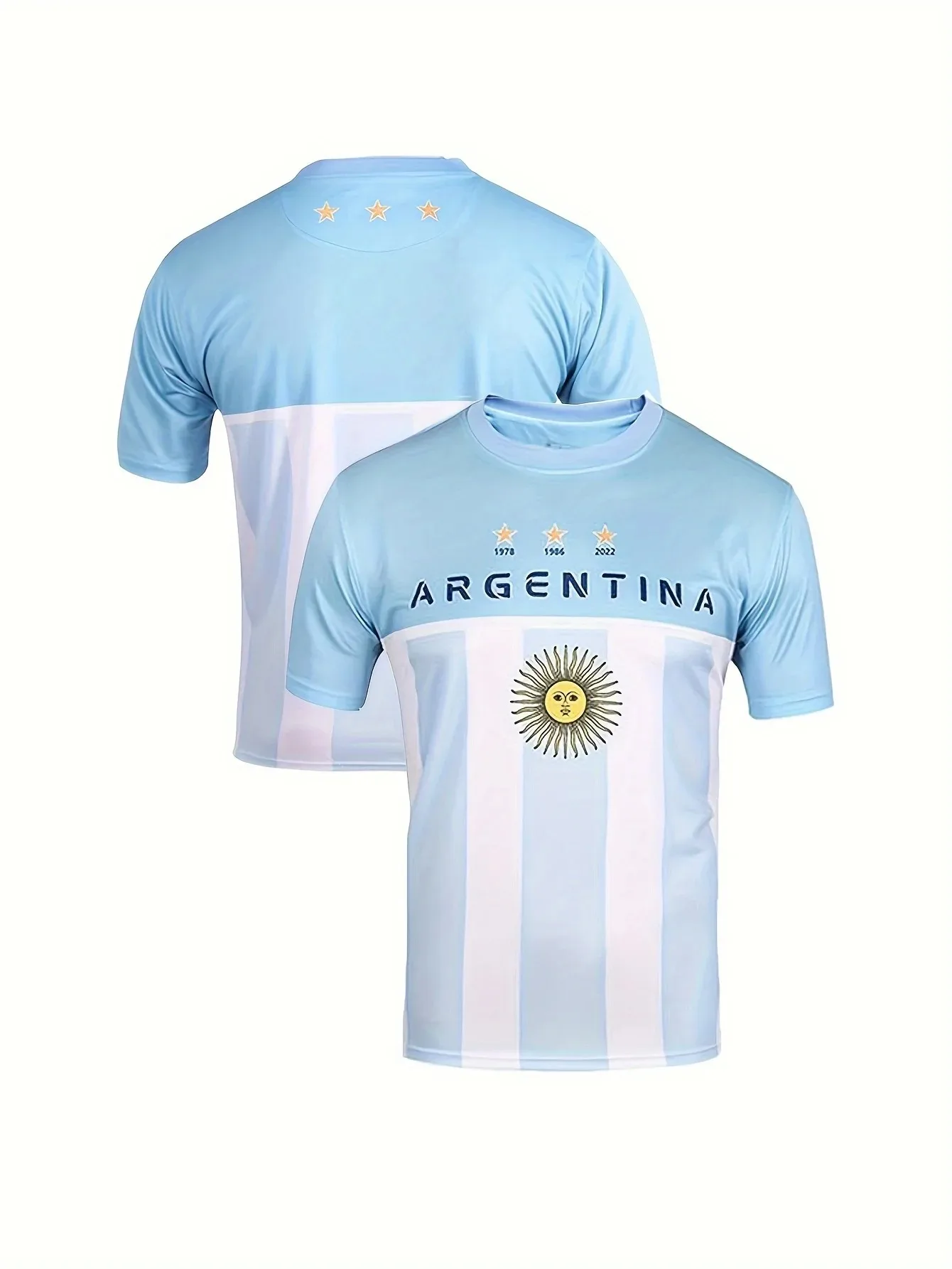 Argentine men\'s 3D printed breathable football jersey children\'s T-shirt round neck short sleeved football club training uniform