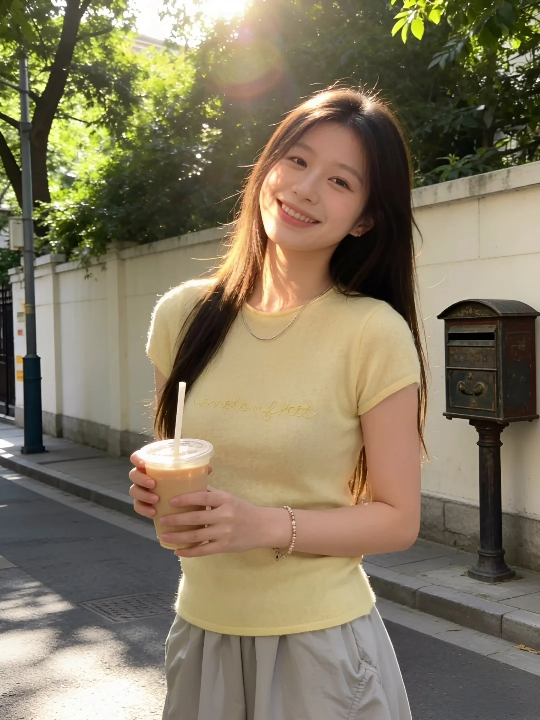 Yellow Short Sleeve Women's T-shirt Korean Style Summer Design Sense Commute Style Slim Fit Youthful Looking Top