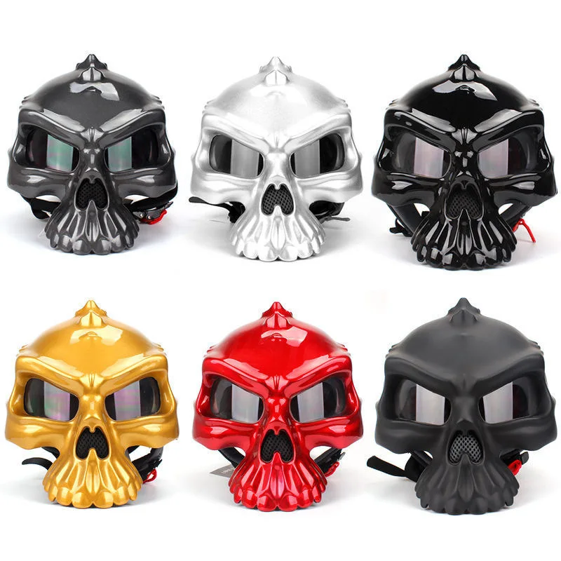 

Motorcycle Helmet Retro Fashion 3C Dot Skull Shape Men Women Seasons Motorbike Half Face Skeleton Halloween Gift