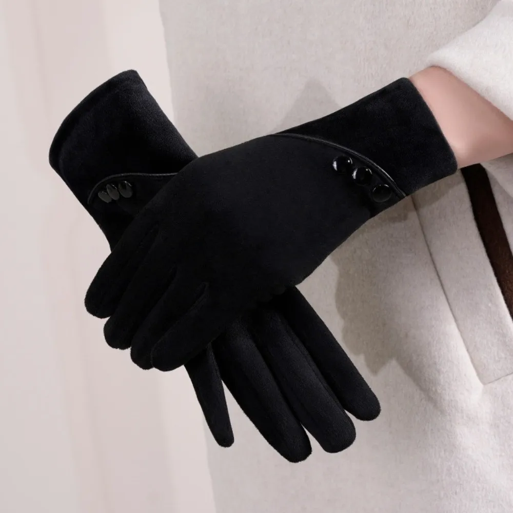 Practical Elegant Winter Thermal Gloves Warm Thick Touch-Screen Gloves Insulated Breathable Windproof Suede Gloves Hiking