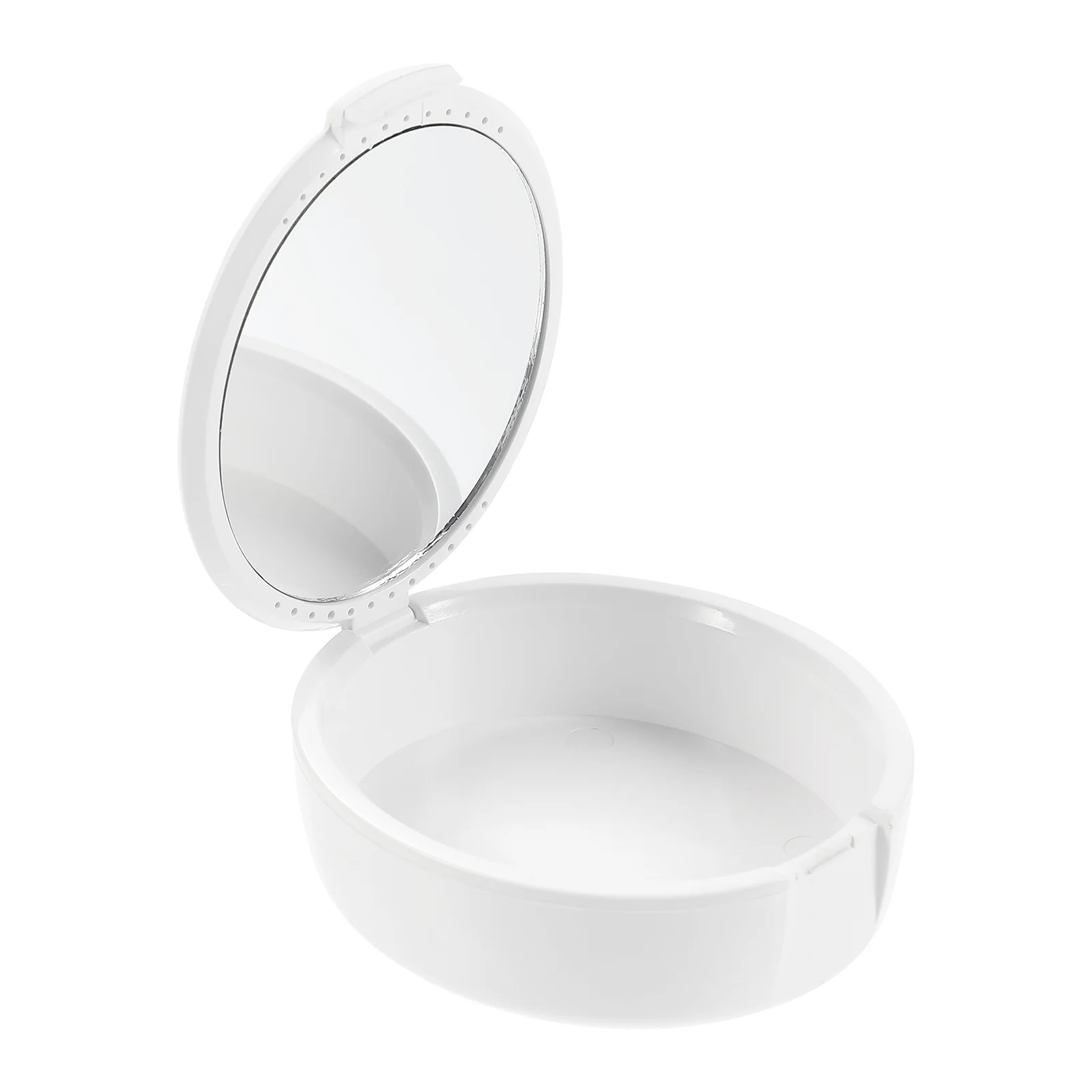 

Portable Denture Storage Box Simple Durable Container Case for Travel Fake Teeth Holder Small Size Mirror Included Keep Clean