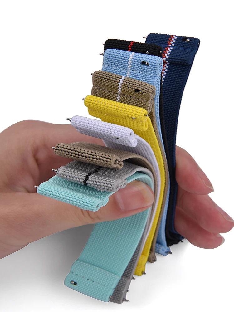 18/19/20/21/22mm Pale Blue Hook and Loop Watch Strap Breathable Nylon Easy Adjust Adhesive Band For Sports Watch Band