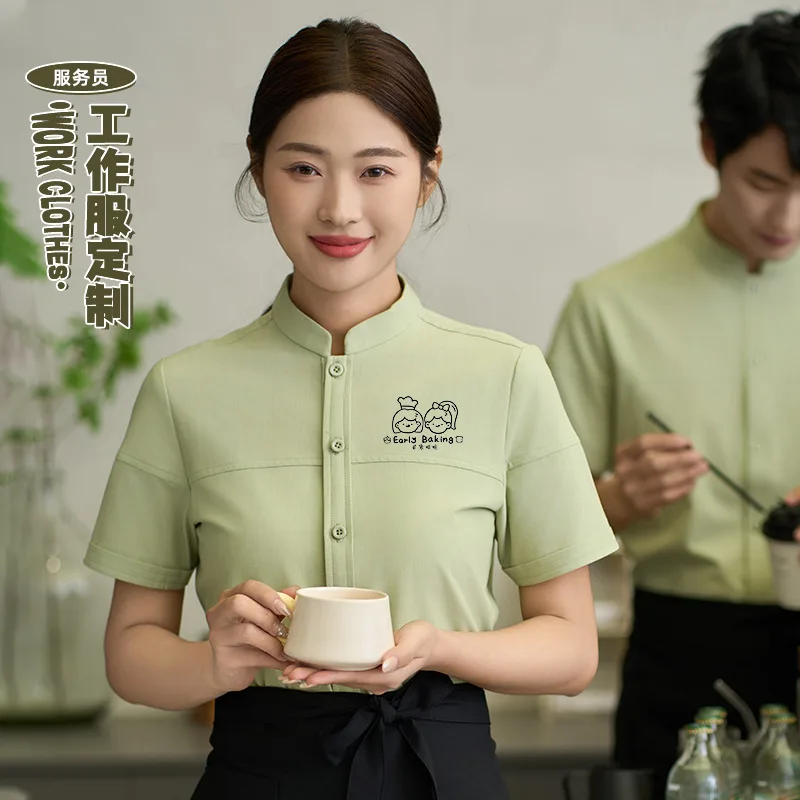 Fast Food Restaurant Waiter Short Sleeve Work Uniform Western Restaurant BBQ Shop Bread Burger Cake Shop Employee Summer Shirt