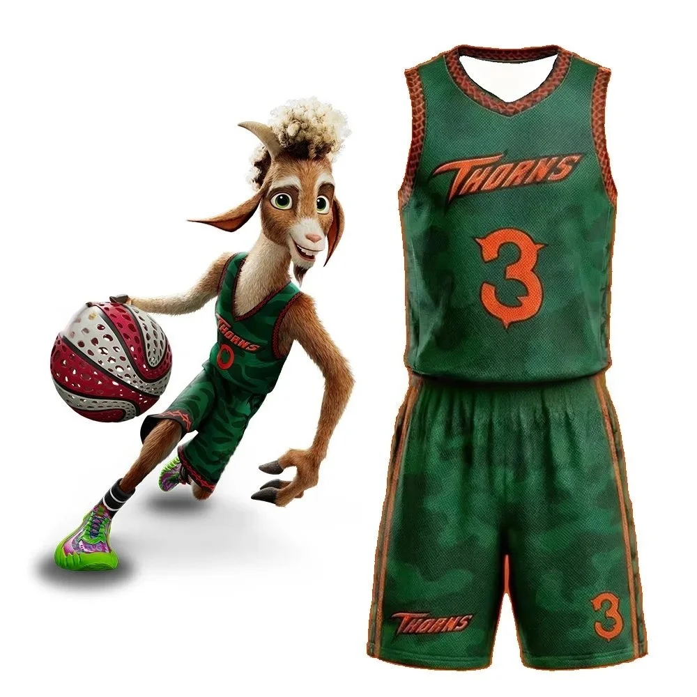 Zestaw koszykarski Wenlan Thorn: Bluza i spodenki, motyw GOAT Movie Will 0, zielony kamuflaż, oddychający, szybkoschnący, chłopięcy zestaw sportowy (tank top i szorty)