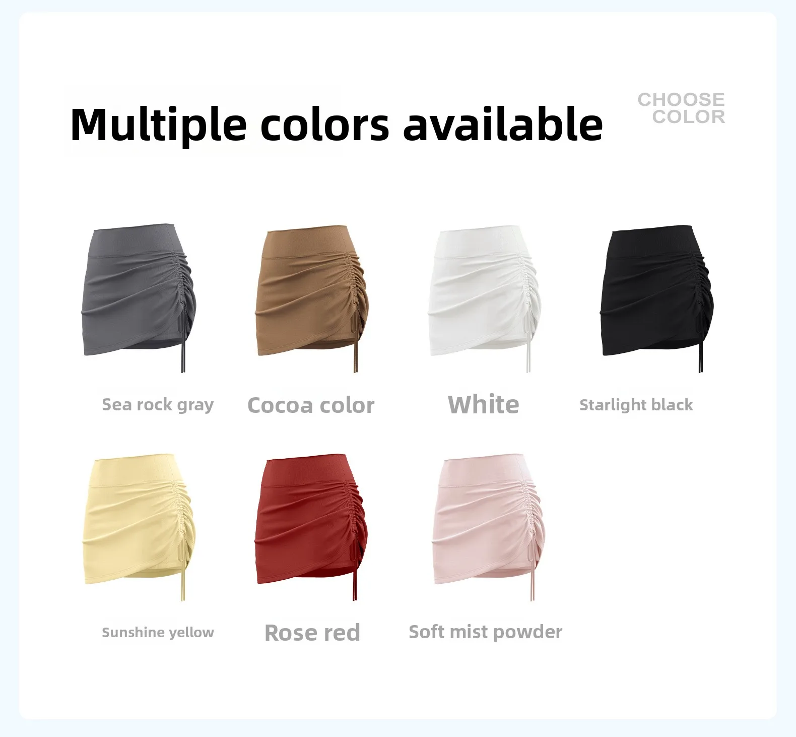 2026 Sommer Heißer Damen-Sportrock Anti-Rutsch-Rock Hohe Taille Laufshorts Fake Zweiteiliger Yoga-Shorts mit Kordelzug Sexy Passform – Detail 4