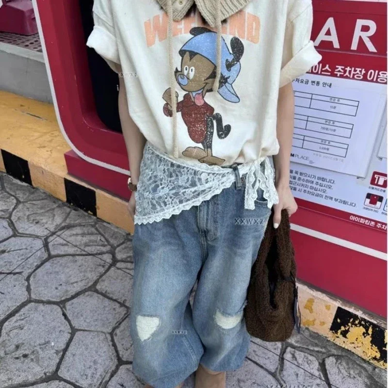 Women Fashion Lace-up Lace Mini Skirt Slim Fit Y2K Apron Wrap Skirt Pretty Harajuku Fart Curtain