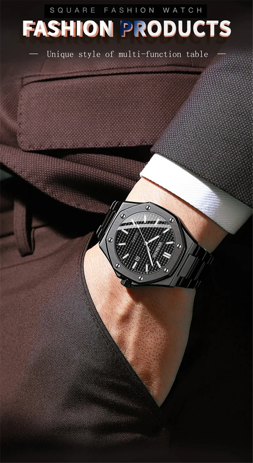 새로운 캐주얼 비즈니스 블랙 시계 남성 시계 최고 브랜드 럭셔리 남성 자동 시계 패션 석영 손목 시계 선물 Reloj Hombre