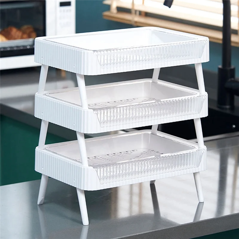 A45I Kitchen Prepare Dishes Rack Home Table Hot Pot Vegetables Fruit Display Shelf Kitchen Storage Dish Holder M