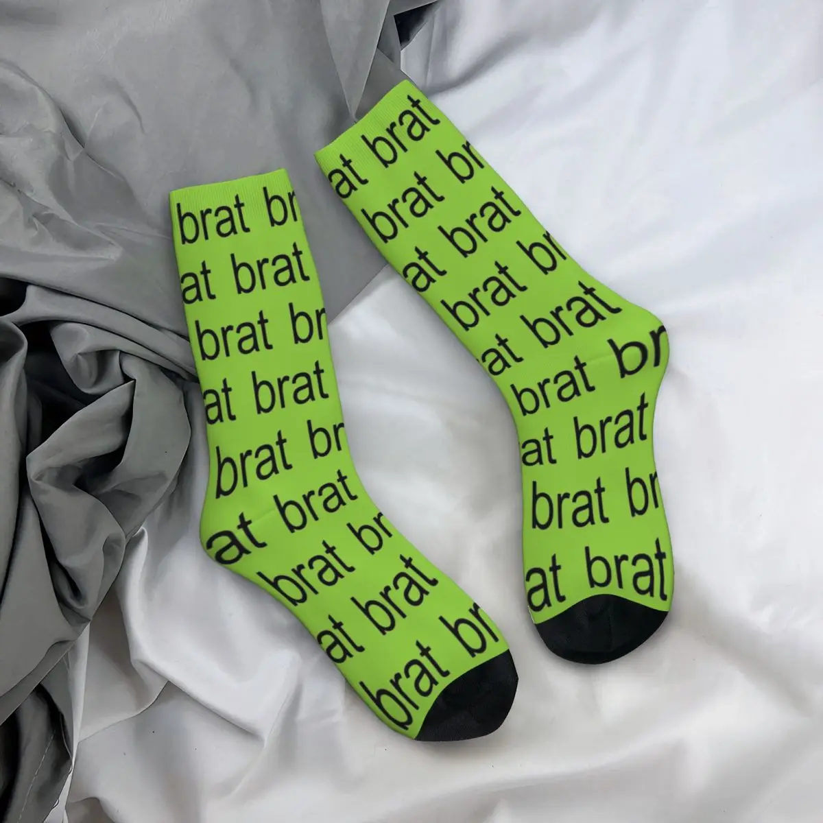 Hip-hop Brat Charli Xcx Album Skateboard Socks Polyester Crew Socks for Unisex Sweat Absorbing