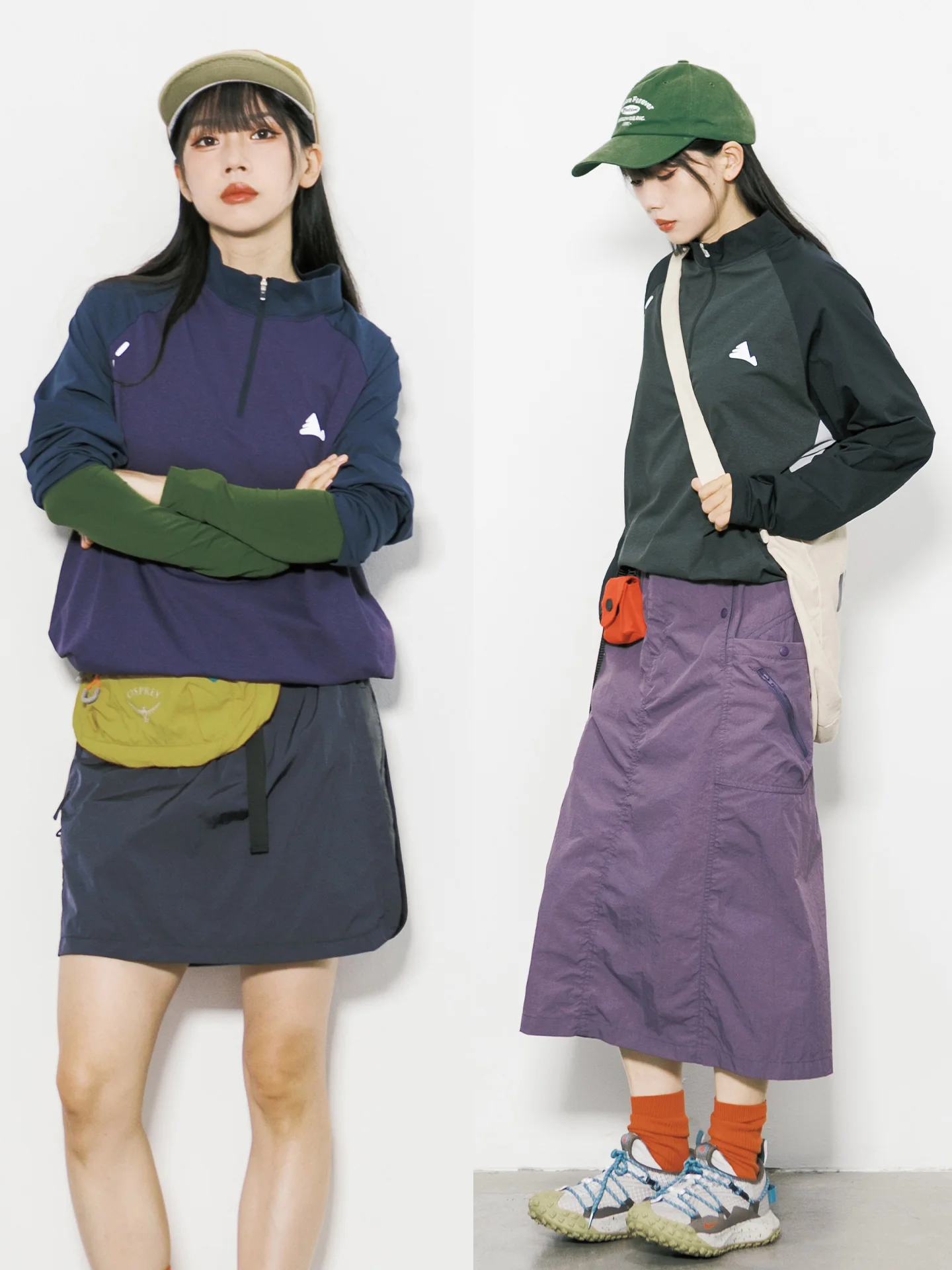 Outdoor Functional Color Block Half Zipper Loose Long Sleeve T-Shirt Unisex Casual Top Polyester Quick Dry Breathable UV Prot...