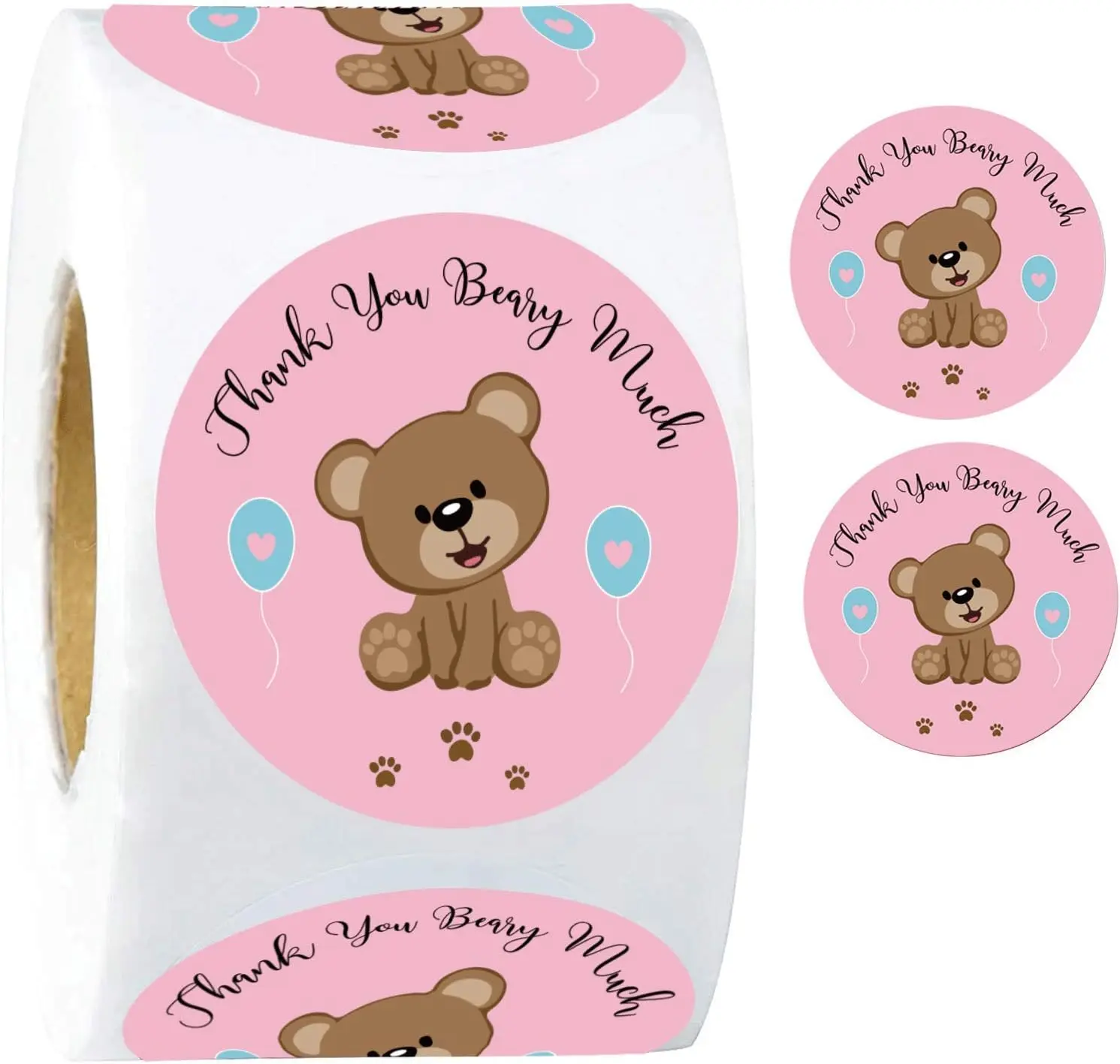 Pink Tedd Bear Stickers 2inch Thank You Beary Much Labels 250 Pcs Thank You Bear Sticker Labels