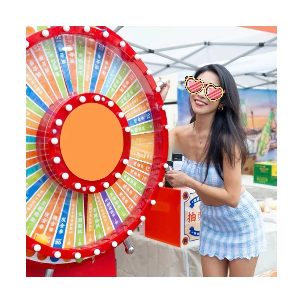 Electric Activity Props Interactive Lucky Lottery Draw 360 Degree Led Light Bingo Roulette Spinning Prize Wheel with Stand