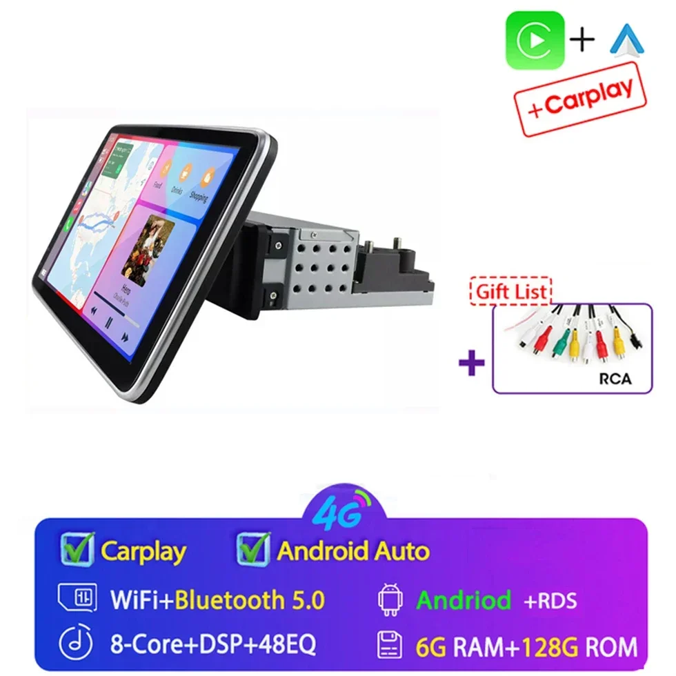 Draadloze CarPlay Android 15 1 Din Universele Draaibare Auto Radio Multimedia Video Player Autoradio GPS Navi Stereo Audio 4G SWC