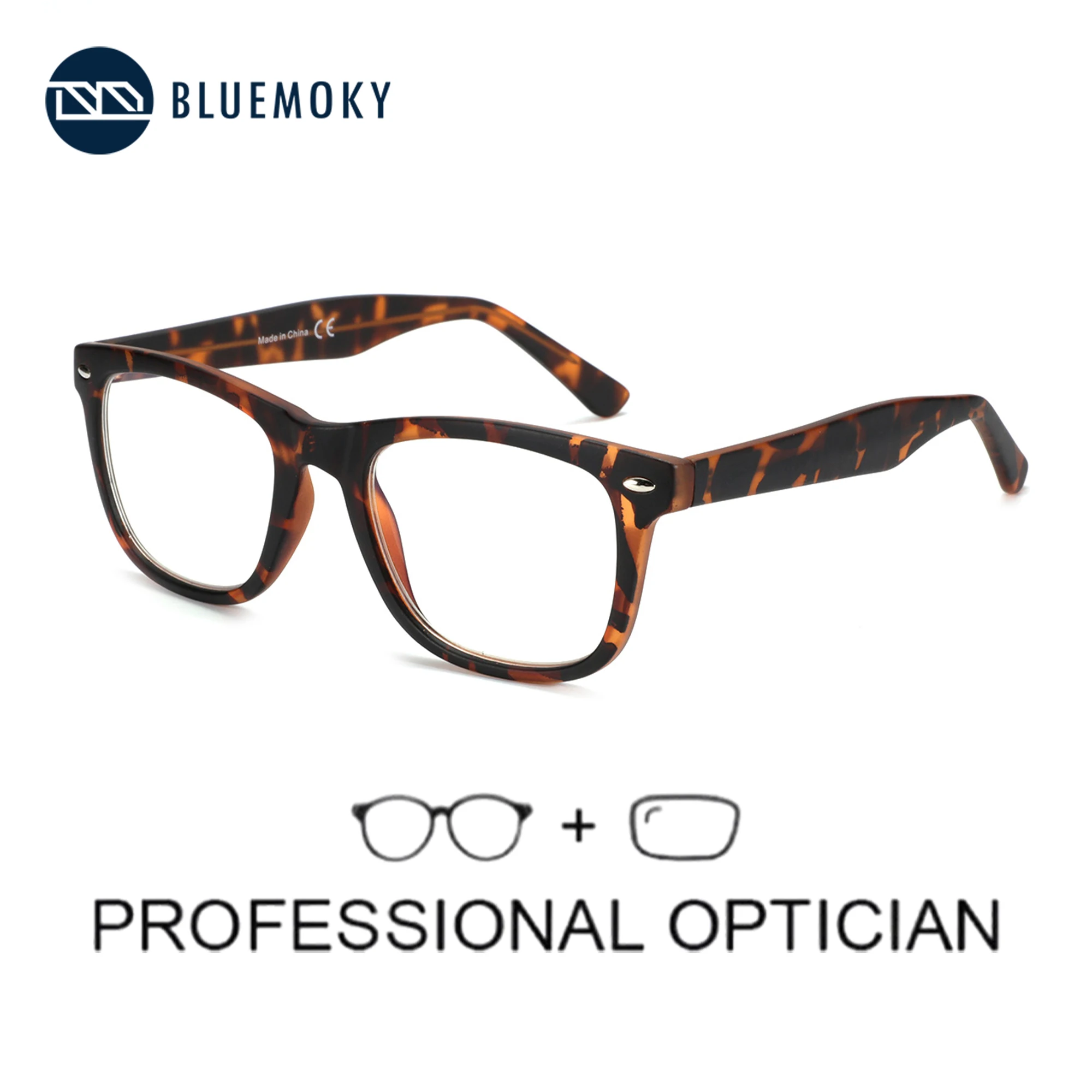 

BLUEMOKY Fashion Square Prescription Glasses Men Progressive Optical Eye Glasses Anti-Blue Light Myopia Eyewear