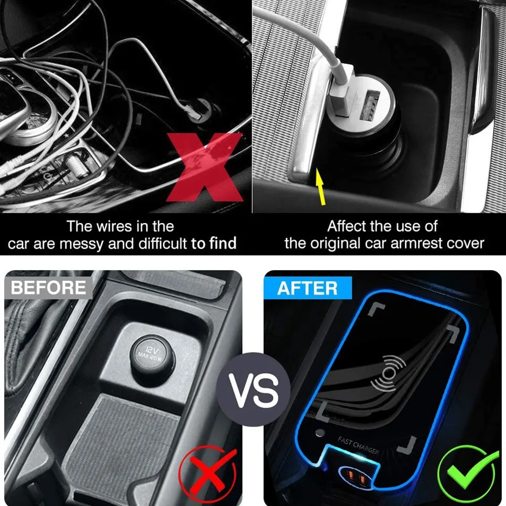 15W Car for Qi Wireless Charger Charging Plate Phone Holder for Volvo XC90 S90 XC60 VC60 S60 V90