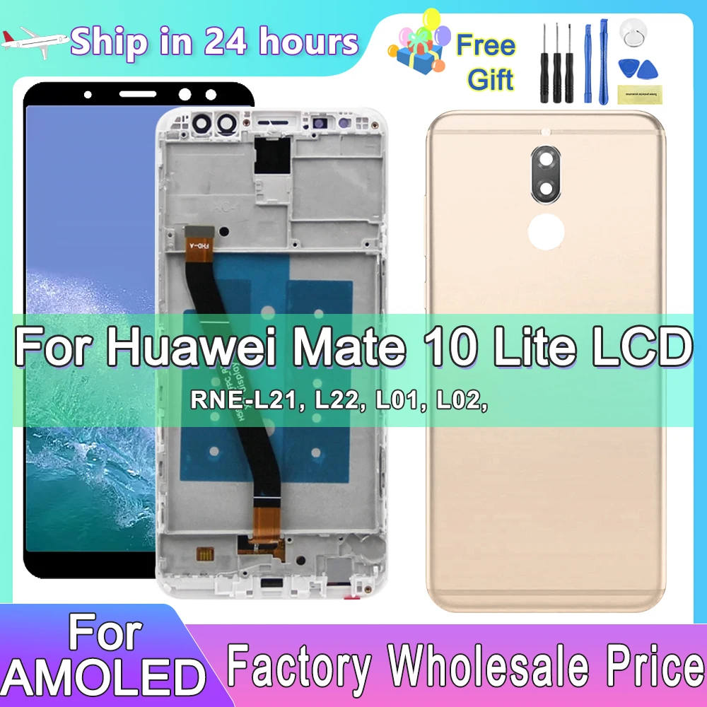 

AMOLED For Huawei Mate 10 Lite LCD RNE-L21 RNE-L22 RNE-L01 Display Touch Assembly Replace For Huawei Nova 2i Display Tested