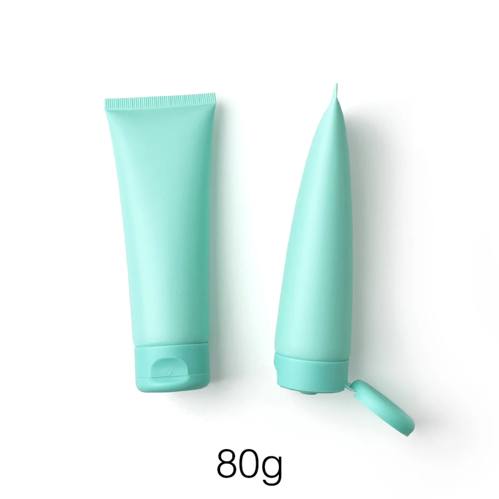 

80g Matte Blue Green Plastic Squeeze Bottle Refillable Cosmetics Container 80ml Body Cream Lotion Empty Soft Tube 10pcs