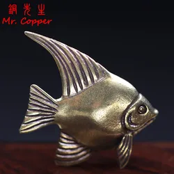 Retro Brass Pterophyllum Scalare Fish Watching Fishes Sea Animals Model Fishbowl Decoration Action Figures Education Miniatures