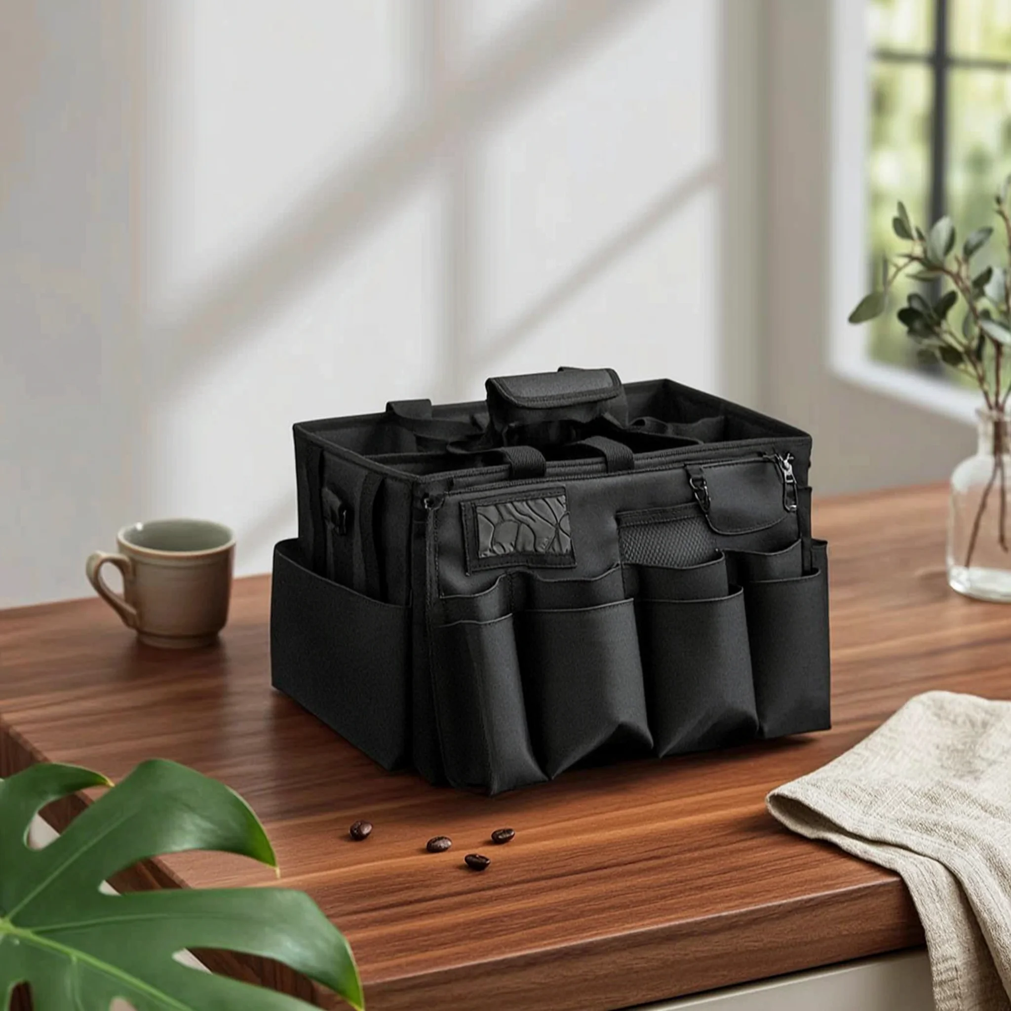 Cleaning Carrier with Divider Tear-Resistant Cleaning Carrier with Handle Tool Bag with Pockets Long-Lasting Versatile