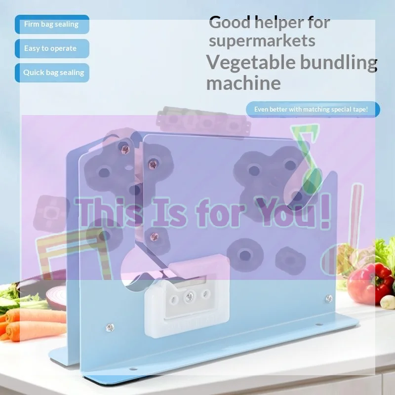 【MA】Blue Metal Vegetable Bag Tying Machine Easy Operation Fast Sealing For Supermarkets Grocery Farmers Markets