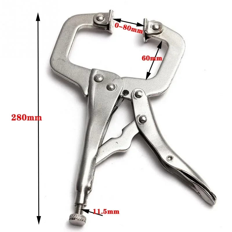 1pc 11inch C Clamp Metal Face Clamps Welding Steel Clamps Vise Grip Locking Welding Pliers Woodworking Wood Tenon Locator Tool