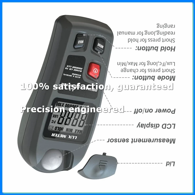 High Precision Digital Meter, Digital Light Meter Brightness Tester Lumen Meter Brightness Meter Automatically Off-ABFB