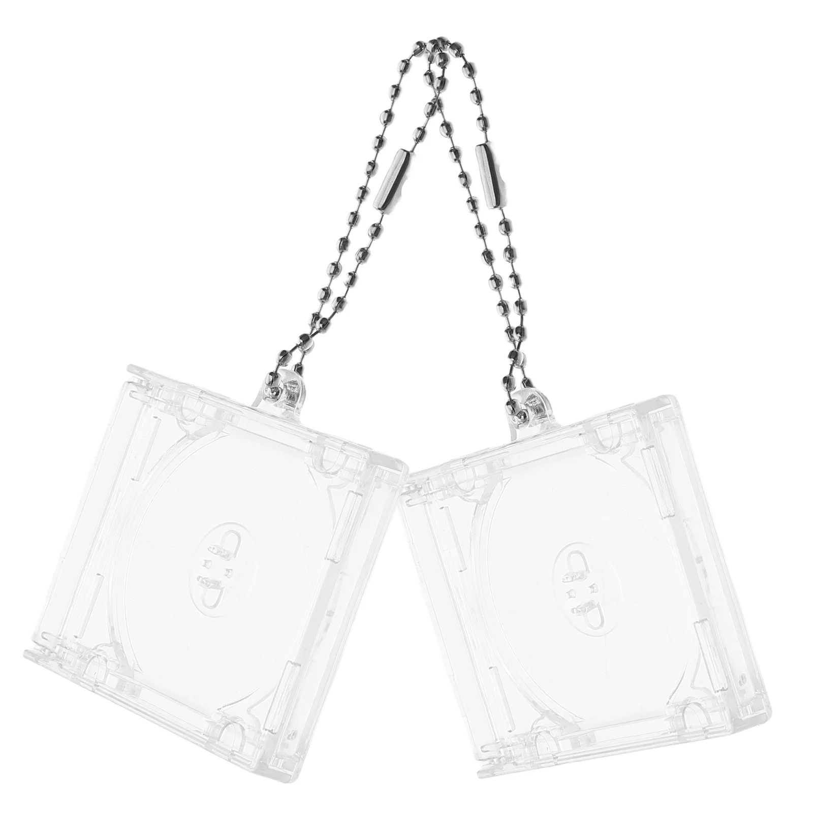 

2 Pcs CD Case Keychain Acrylic Mini Diy Supplies Album Fan Blank Keychains Pendant Box Lightweight Portable Durable