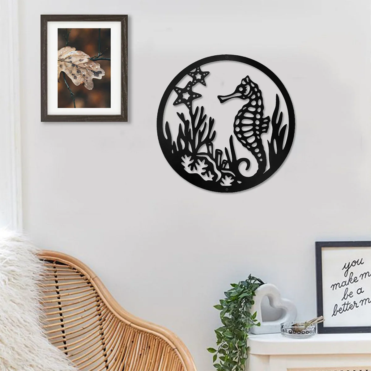 

Metal Art Seahorse Sea Life Wall Hanging Home Decor Room Decoration Great Bathroom Kitchen Patio Ready Wall Mounted Livingroom