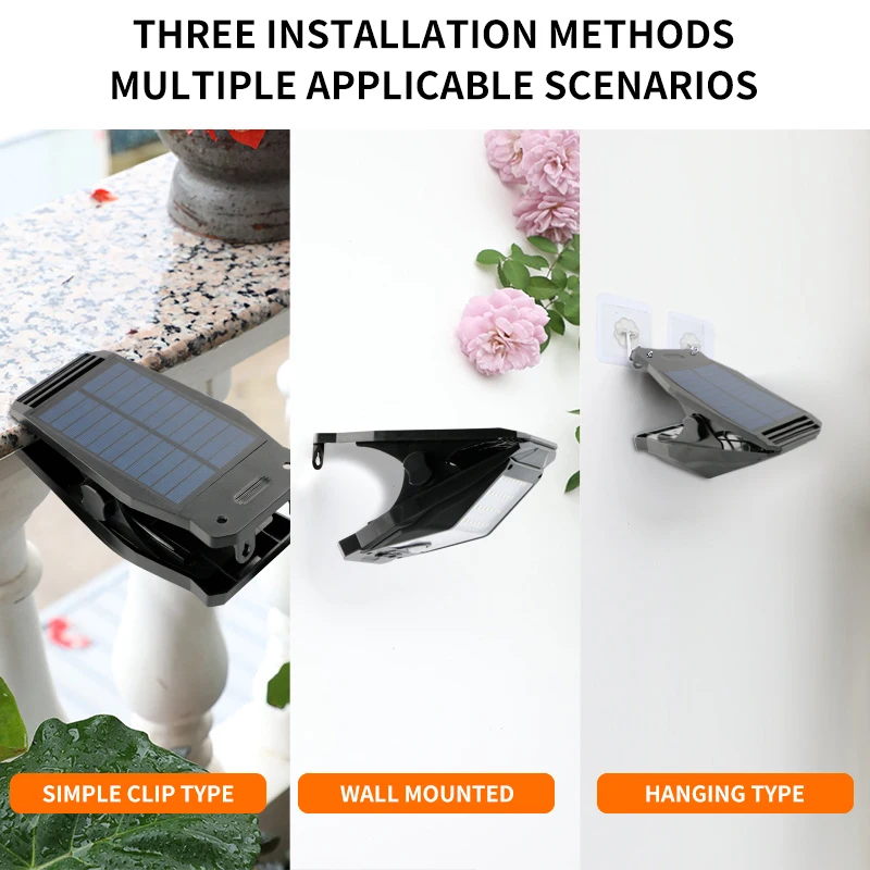 1pc Outdoor Solar Clip Light LED Sensor Garden Light Garage Light for Travelling, Camping, Hiking