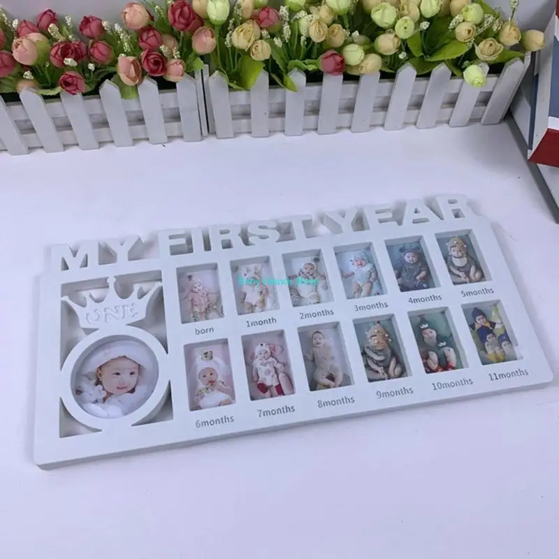 

K92D 0-12 Months Pictures Milestone Photo Frame Baby Collage Picture Frame Growing Memory Gifts First Mothers Gifts