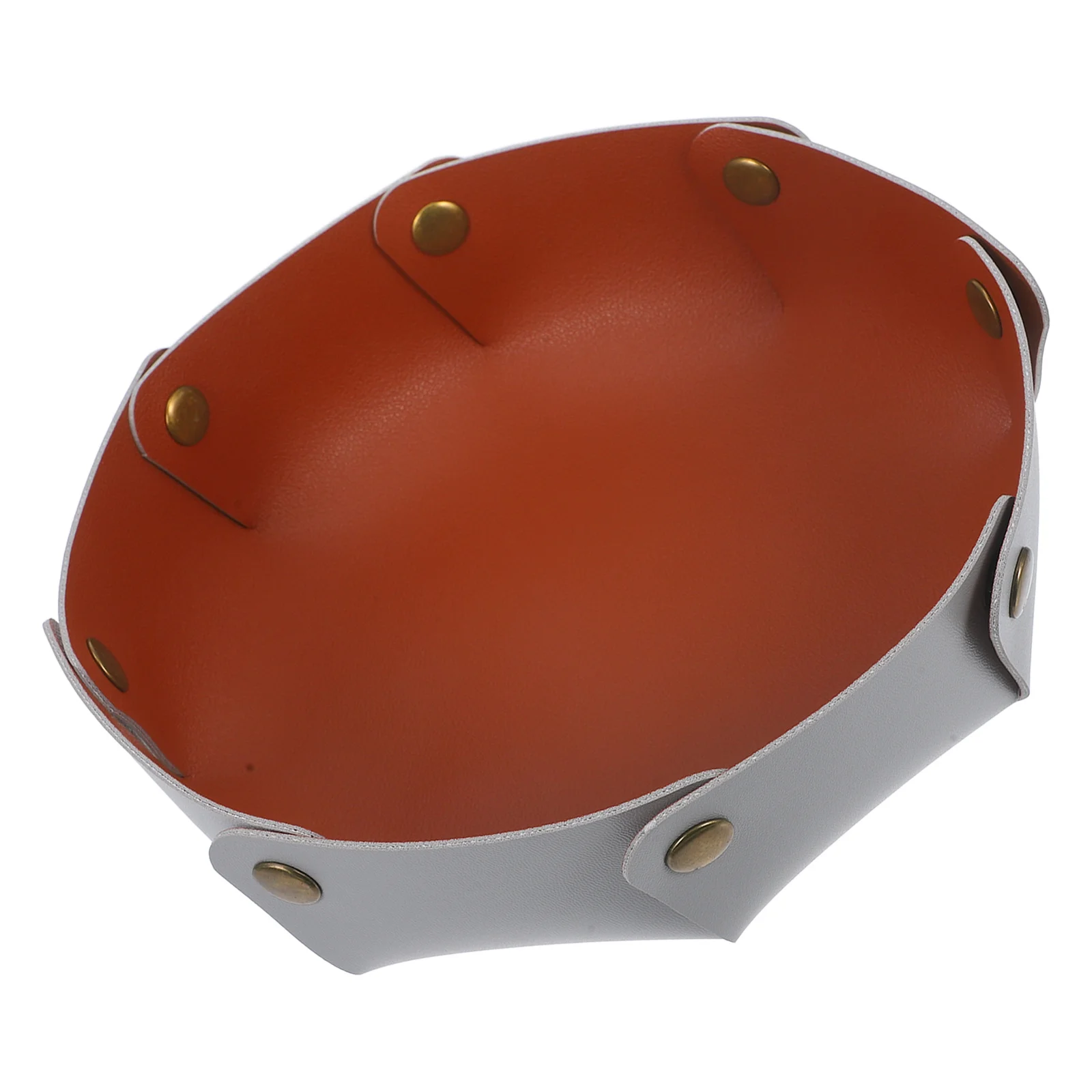 1pc Folding Storage Tray Pu Material Desktop Organizer For Keys Jewelry Ring Trinket Entryway Table Nightstand Desk Accessory