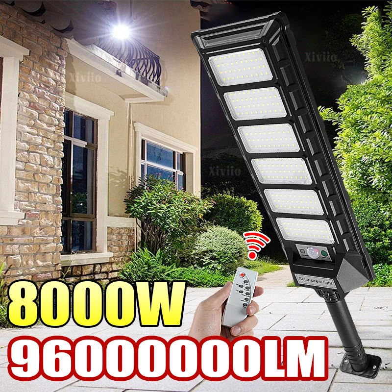 

96000000LM 8000W LED Outdoor Solar Light 3m Motion Sensor Exterior Solar Lamp Waterproof Sunlight Street Light Garden Wall Light