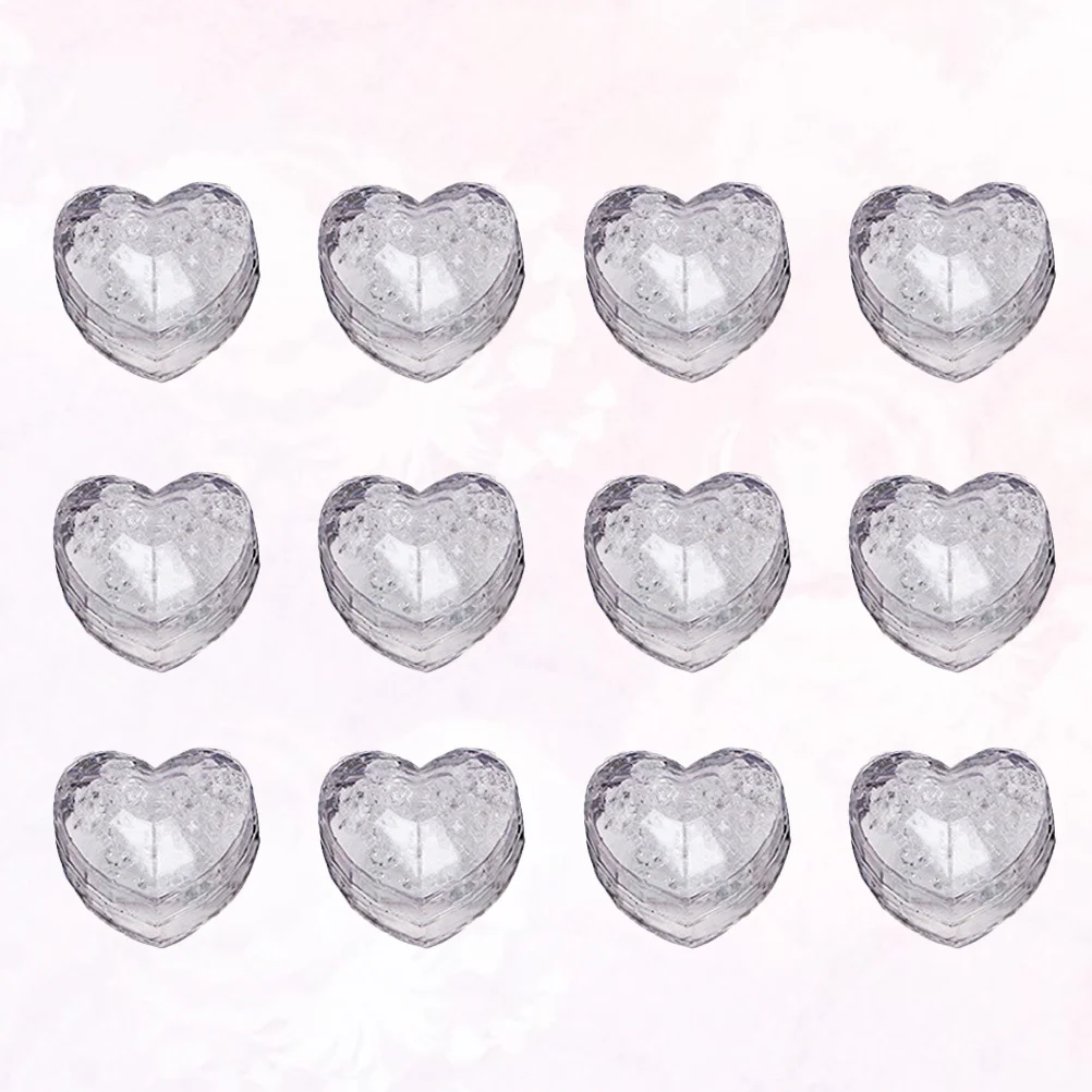 

12 Pcs Romantic Settings Decorations Party Ice Cubes with Lights Colorful Light-up Heart LED Festival Events