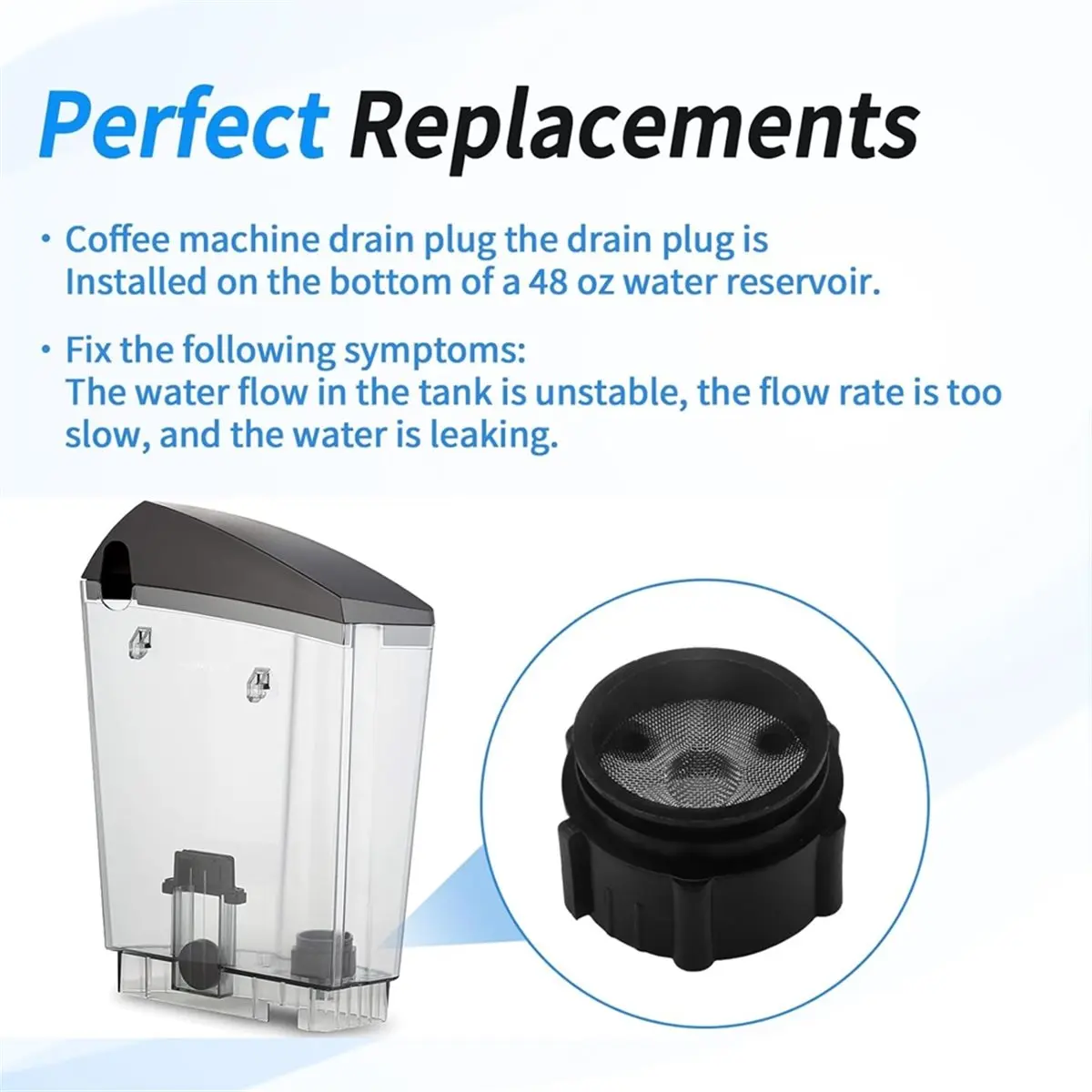 Water Tank Connector Blockage Accessory Kit for Coffee Maker, for K40,K50,B40,B50 Brewing Systems