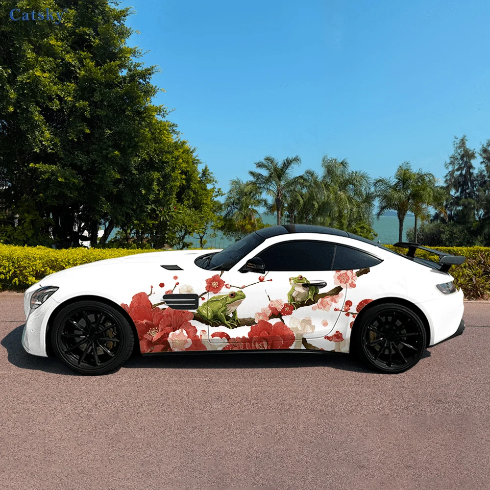 Frogs and cherry blossoms, mushrooms after the rain, Zen sense, the feeling of spring - waterproof and scratch-resistant decorat