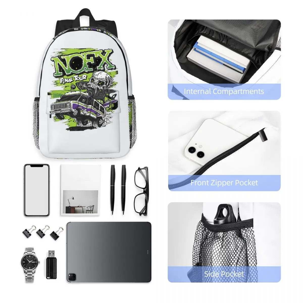 Nofx Rucksack, heißer Verkauf, Tagesrucksack, große Kapazität, für Jungen und Mädchen, Büchertasche, Umhängetaschen für Männer und Frauen, Schultasche