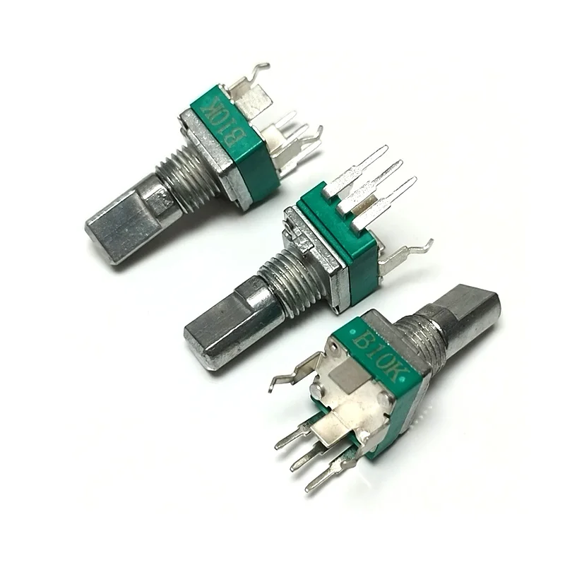 5pcs RK097 Type Potentiometer single connected vertical 3pin B10K xial length 15mm haft axis