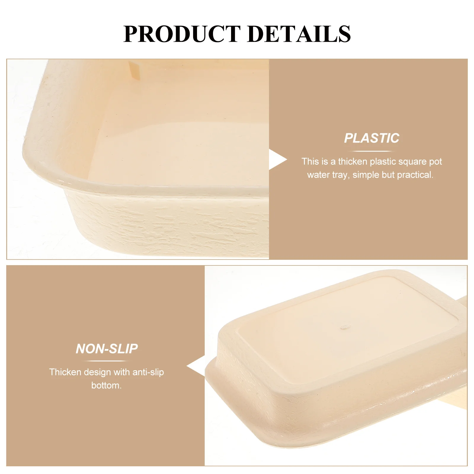 

2Pcs Plastic Square Thick Durable Plant Tray Leakproof Pot Saucer Home Garden Balcony Potted Plate Square Plate