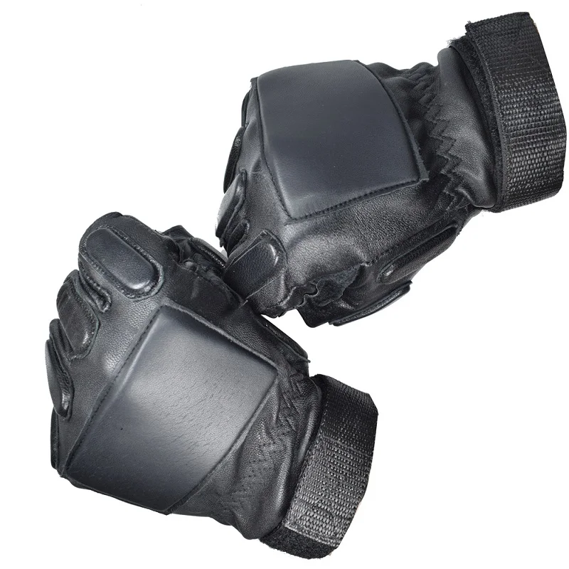 Drop Ship Men Nappa Leather Tactical Gloves Half Finger Fingerless Motorcycle Fitness Cycling Hunting Driving Glove