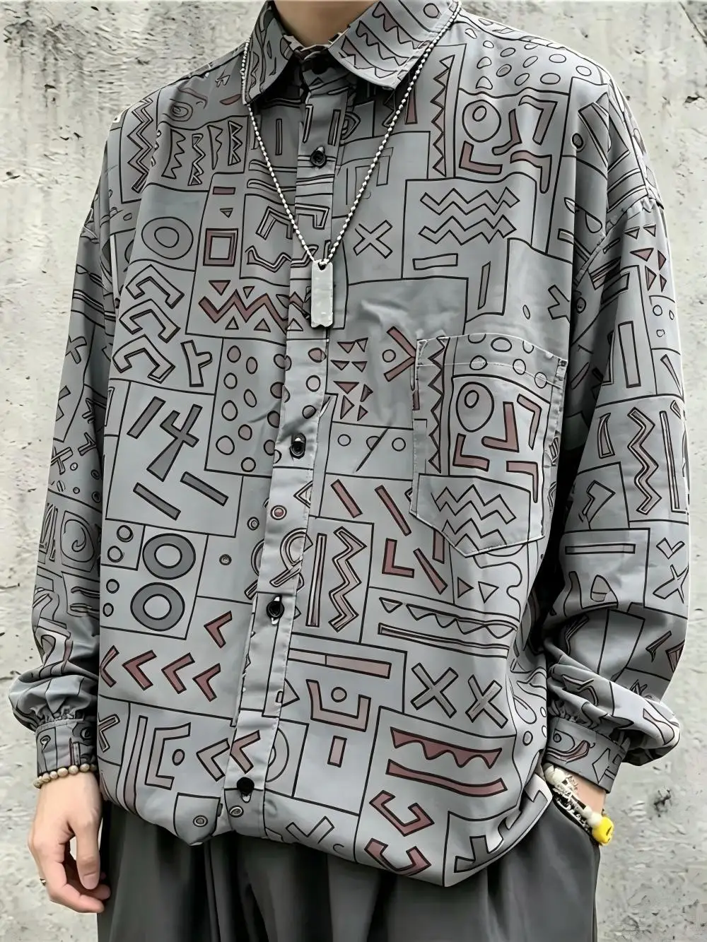 Retro Shirt, Trendy and Elegant Streetwear, Loose Long Sleeved Shirt, Lapel Casual Wear