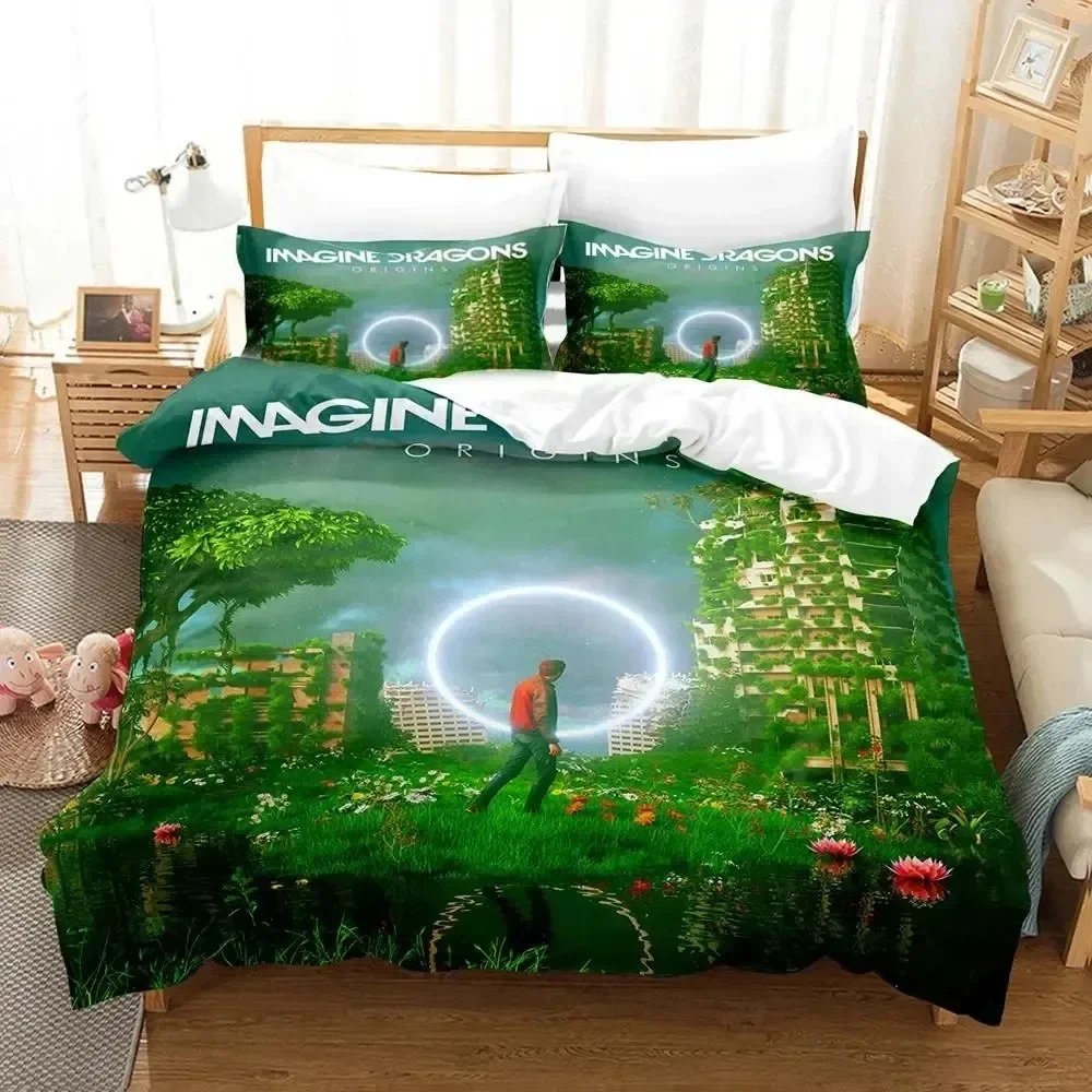 3D Print Imagine Dragons Album Cover Bedding Set Duvet Cover Bed Set Quilt Cover Pillowcase Comforter king Queen Size Boys Adult