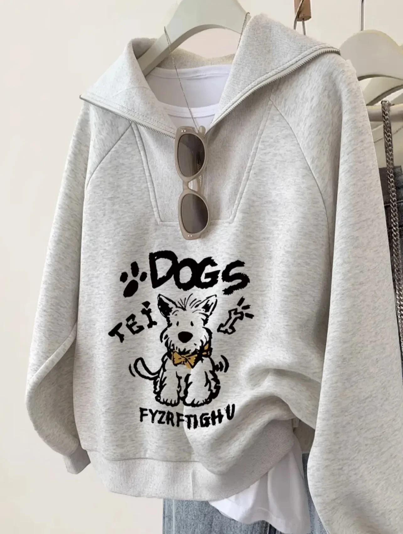 

Свободная женская толстовка с длинными рукавами на молнии, осенне-зимняя новинка, в корейском стиле, для повседневной носки