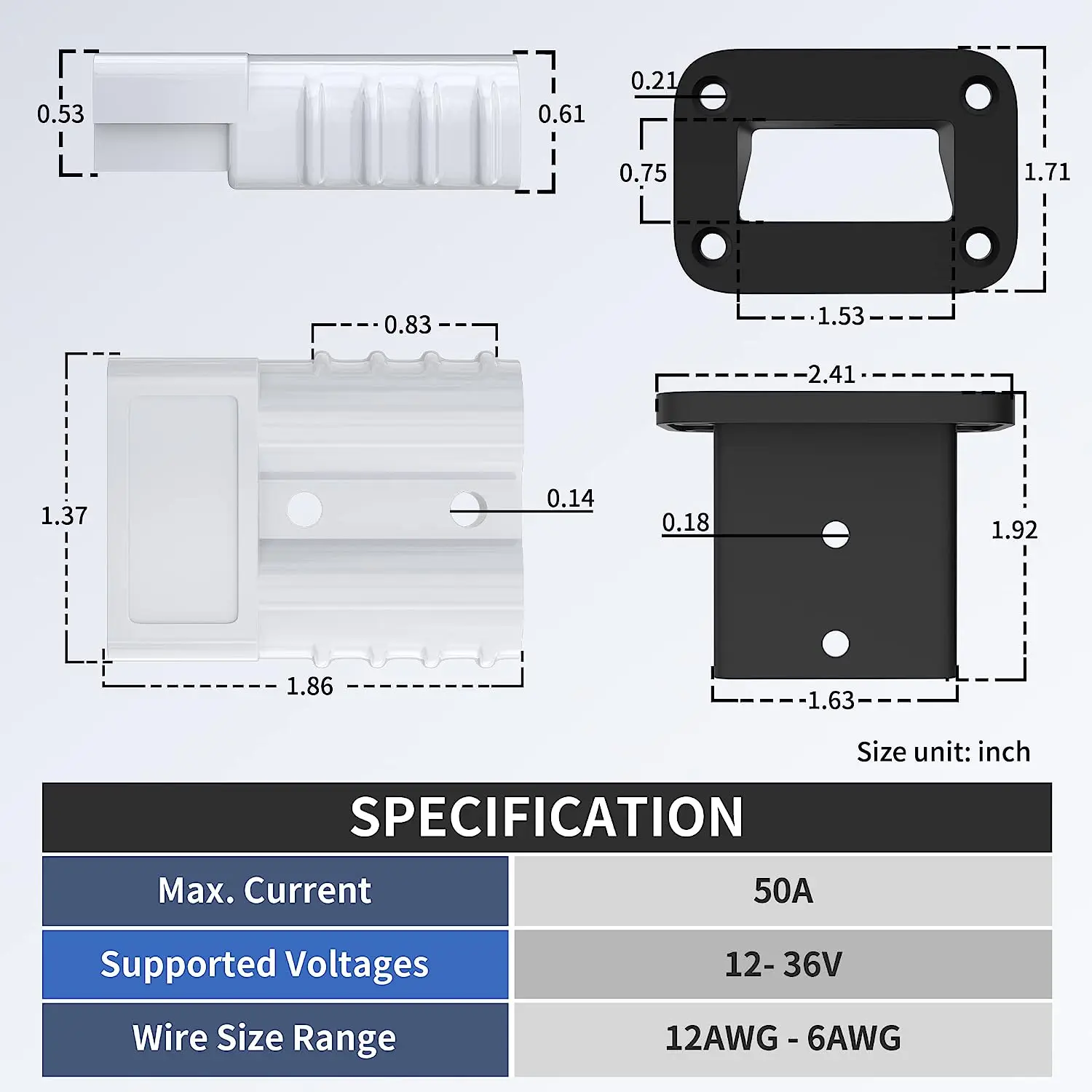 DaierTek 2PCS 50A Batteria Collegamento rapido Connettore di disconnessione Cavo batteria calibro da 6 a 12 Connettore Batteria a disconnessione