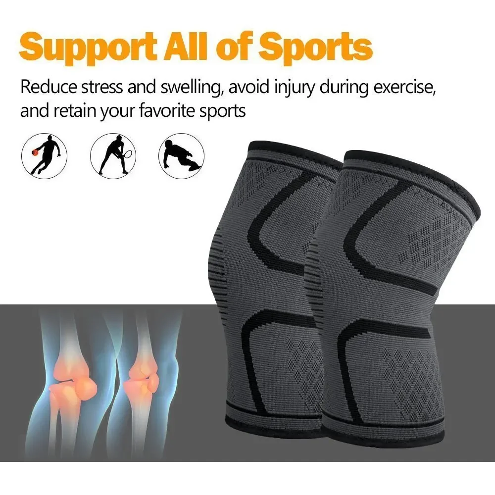 

High Elasticity Sports Knee Protection Knitted Breathable Compression Anti Slip Leg Protectors Basketball Football Protective