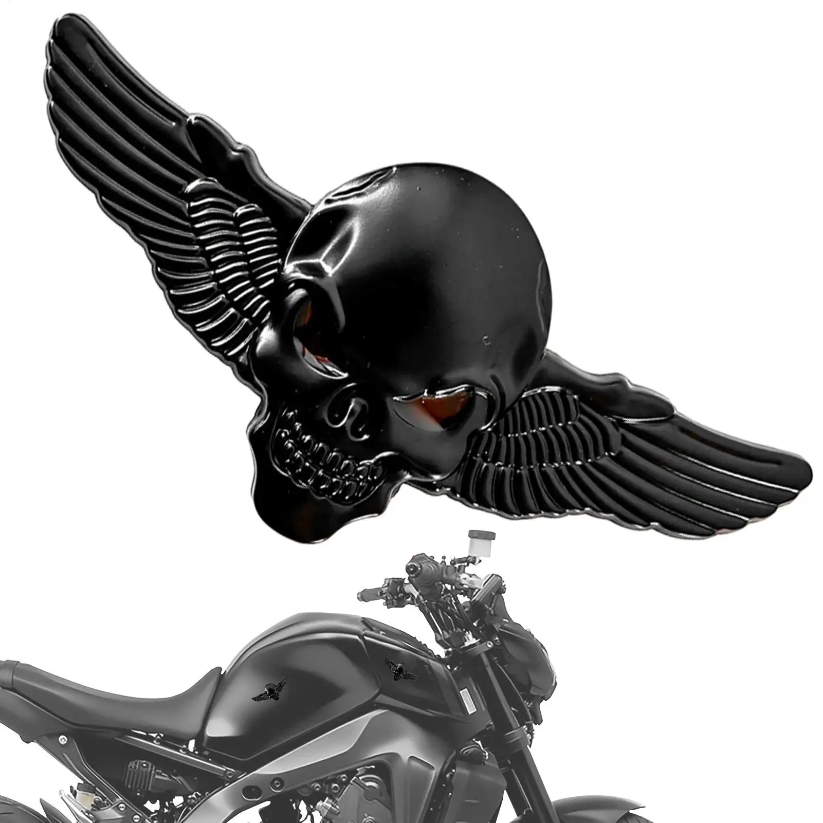 3D Skeleton Angel Wings Metal Car Stickers Metal Skeleton Car Logo Emblem Decoration Sticker Auto Car Badges Stickers